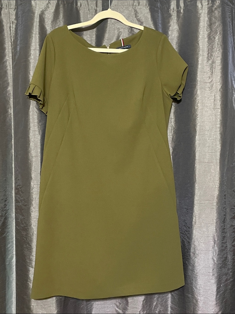 Tommy Hilfiger Olive Green Short-Sleeve Shift Dress